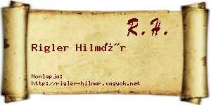 Rigler Hilmár névjegykártya